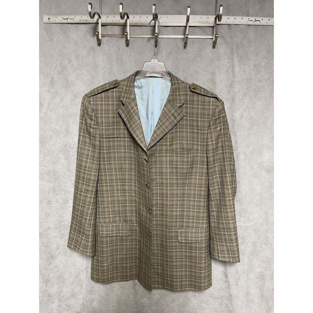 Men Blazer 40L Beige 4B Flannel Hybrid Surgeon Cuffs Military Style Bespoke Luxe